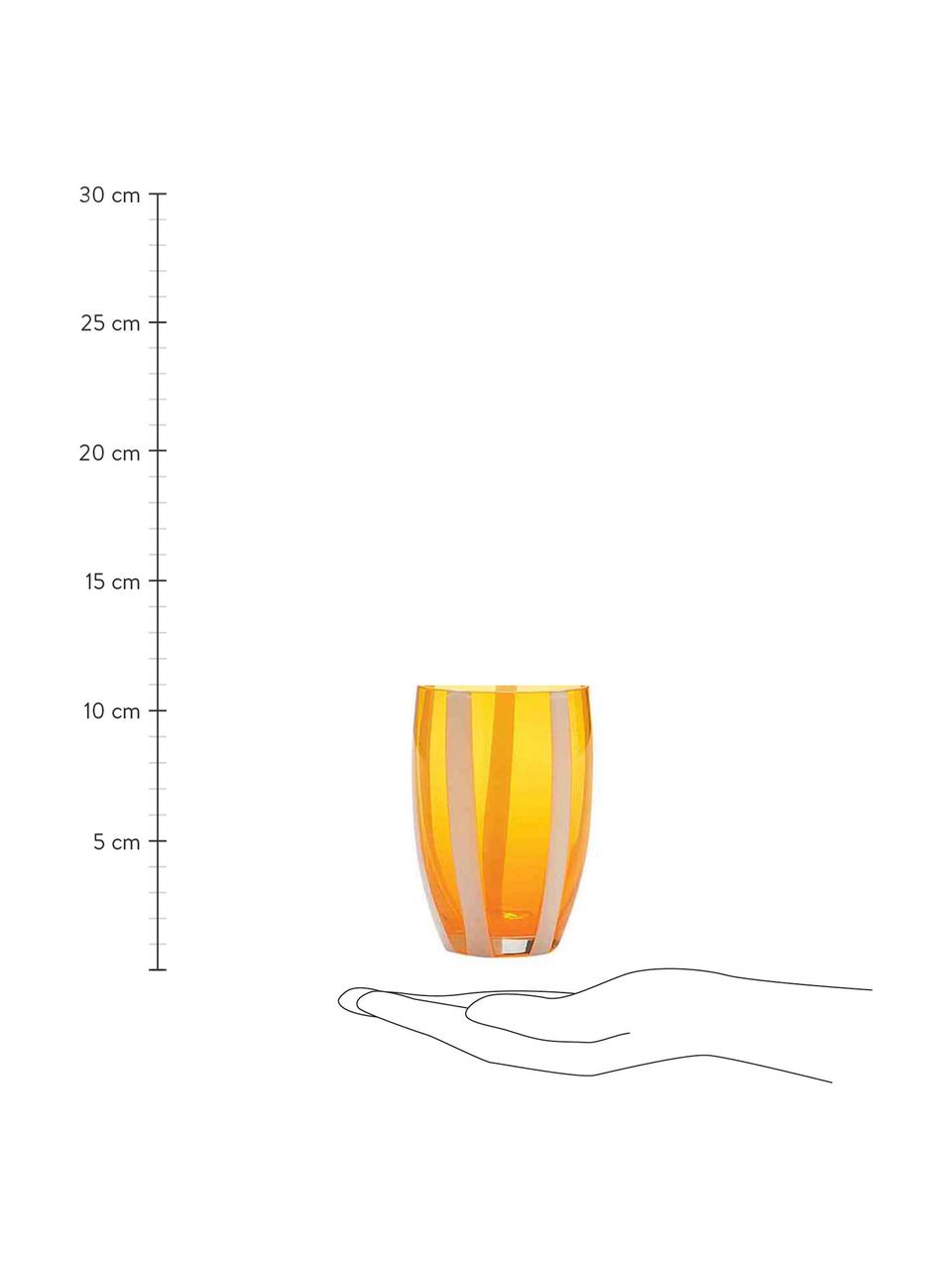 Set 6 bicchieri acqua in vetro soffiato Gessato, Vetro, Bianco, acqua, ambra, rosa cipria, arancione, rosso, verde, Ø 7 x Alt. 11 cm