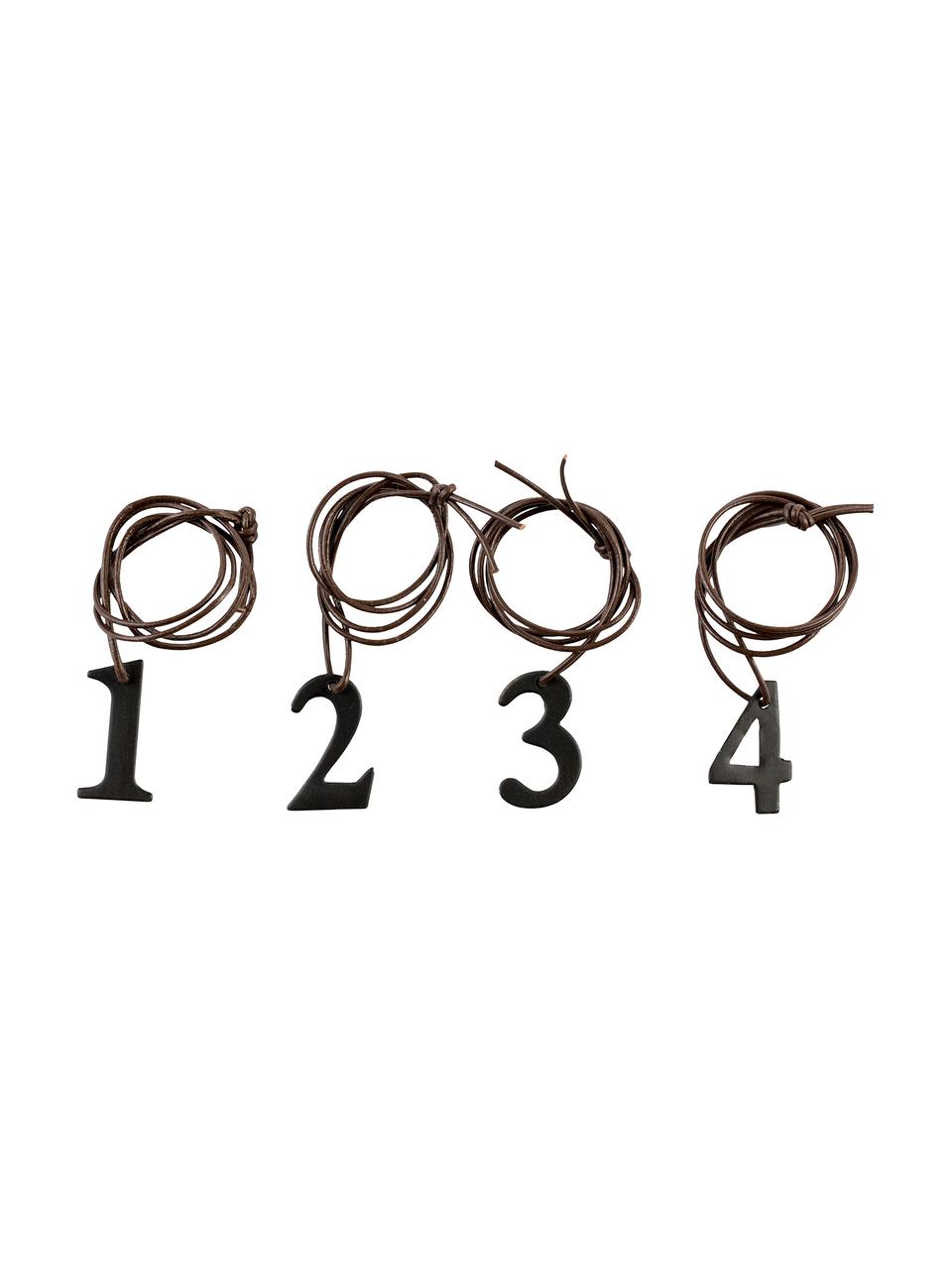 Set de colgantes decorativos Dana Advent Number, 4 pzas., Cordón: cuero, Negro, marrón, An 2 x Al 3 cm