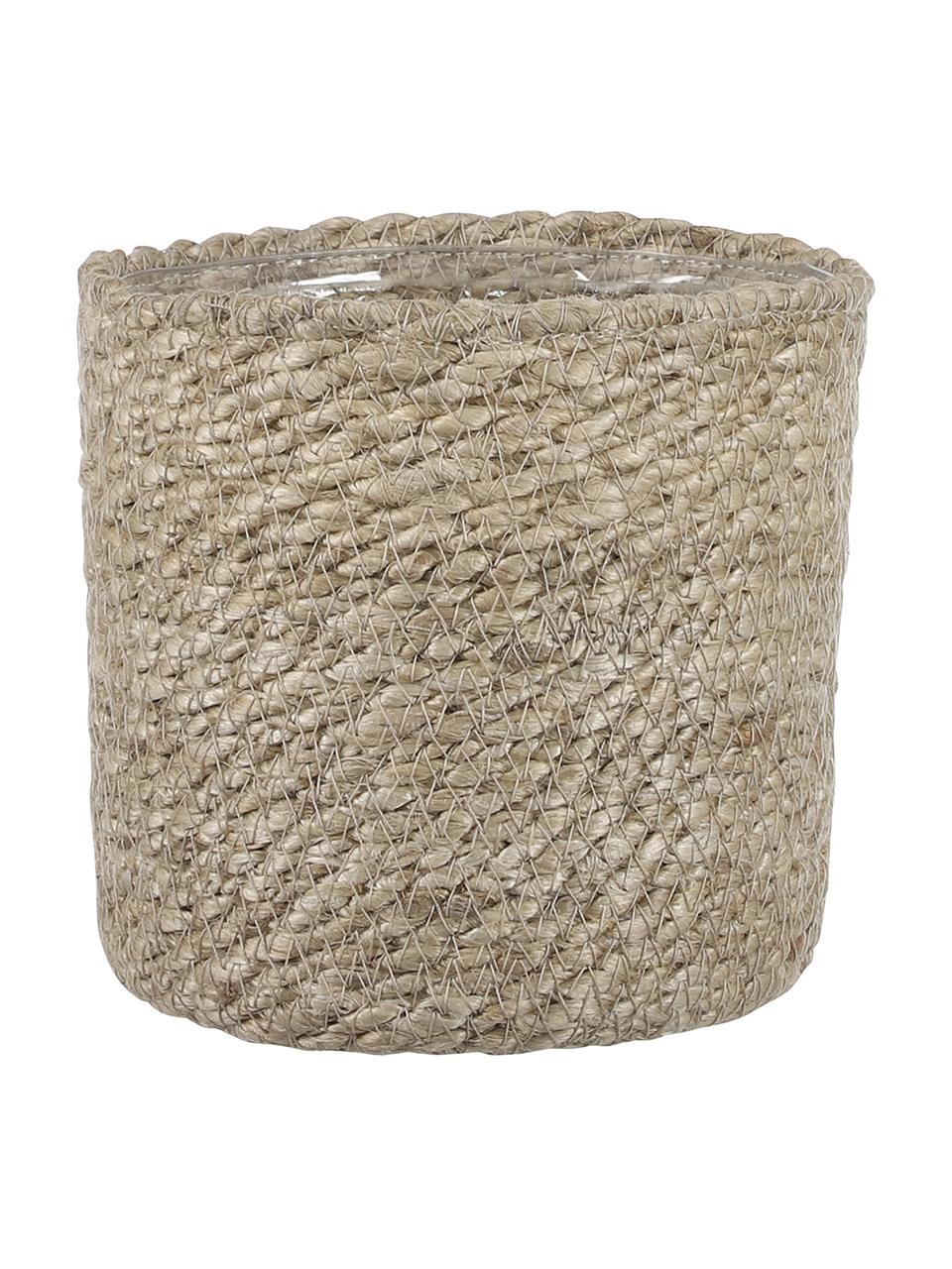 Kleine plantenpot Atlantic met binnenfolie, Jute, Jutekleurig, Ø 14 x H 14 cm