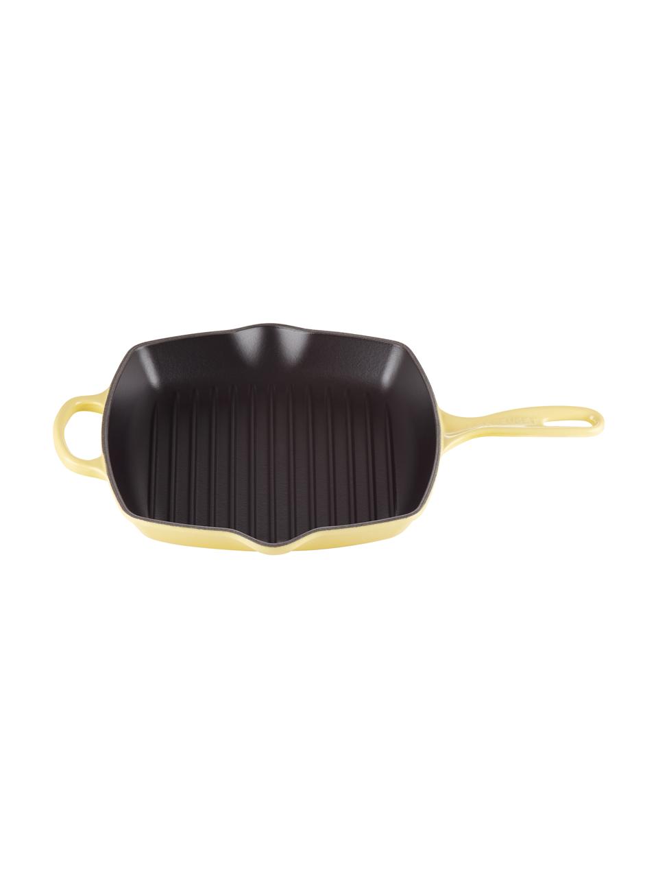 Čtvercová grilovací pánev s rýhovanou strukturou z litiny Signature Collection, Smaltovaná litina, Odstíny žluté, Š 44 cm, V 5 cm
