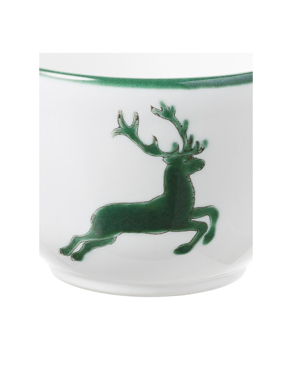 Handbeschilderde koffiekopje Classic Green Deer, Keramiek, Groen, wit, 190 ml