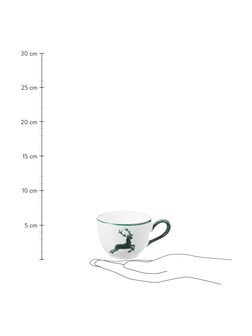Tasse à café en céramique artisanale Cerf Vert Classic, Céramique, Vert, blanc, 190 ml