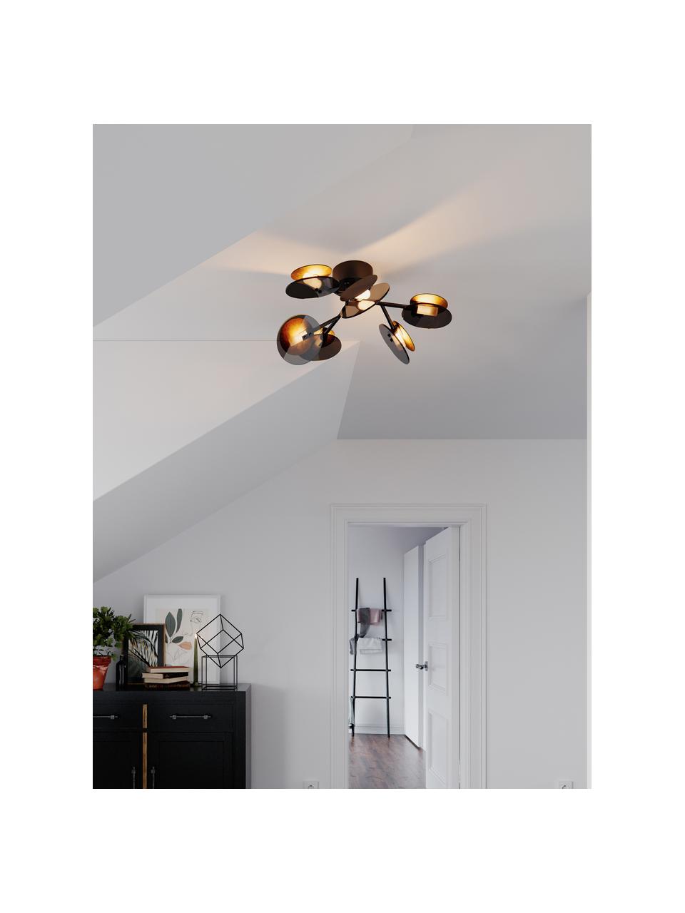 Grosse LED-Deckenleuchte Turno mit Diffusorscheiben, Schwarz, Ø 70 x H 25 cm