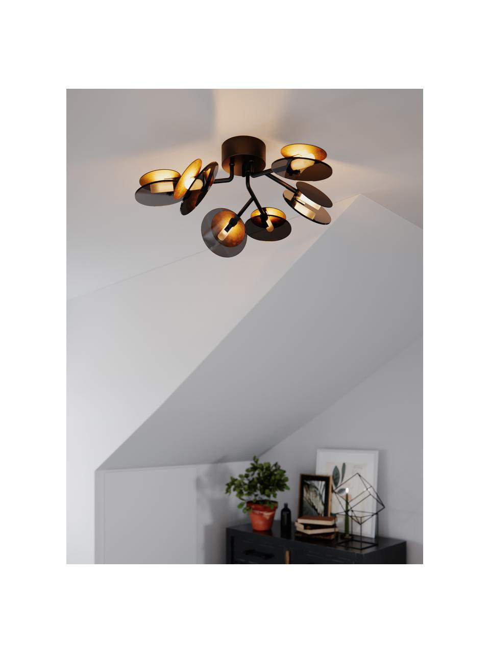 Grosse LED-Deckenleuchte Turno mit Diffusorscheiben, Schwarz, Ø 70 x H 25 cm