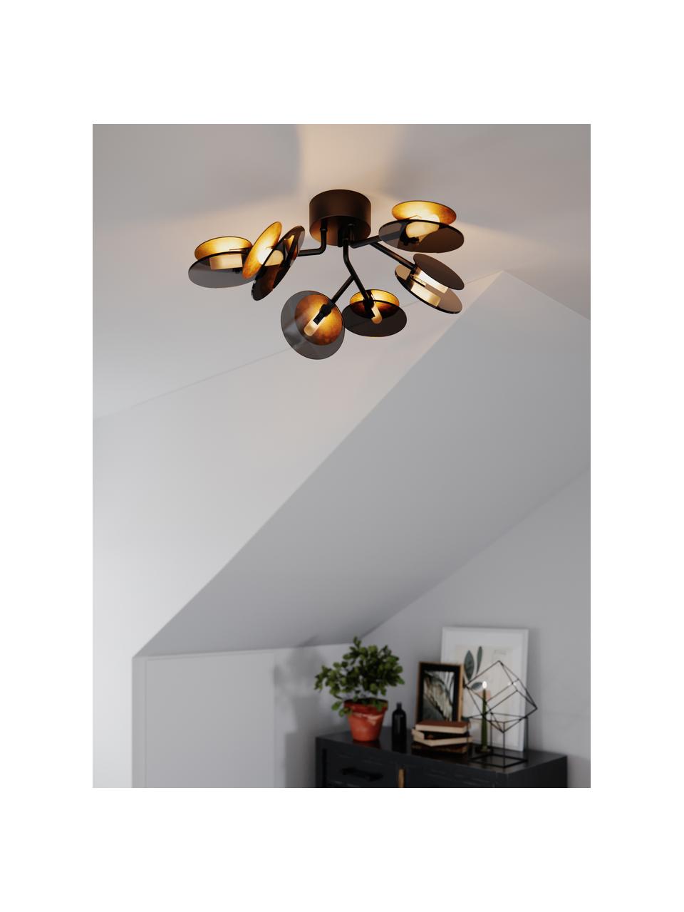 Grote plafondlamp Turno met diffusorschijven, Zwart, Ø 70 x H 25 cm