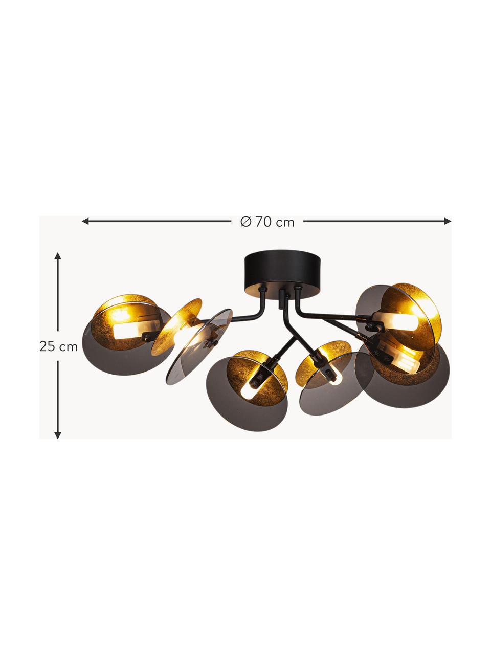 Grote plafondlamp Turno met diffusorschijven, Zwart, Ø 70 x H 25 cm