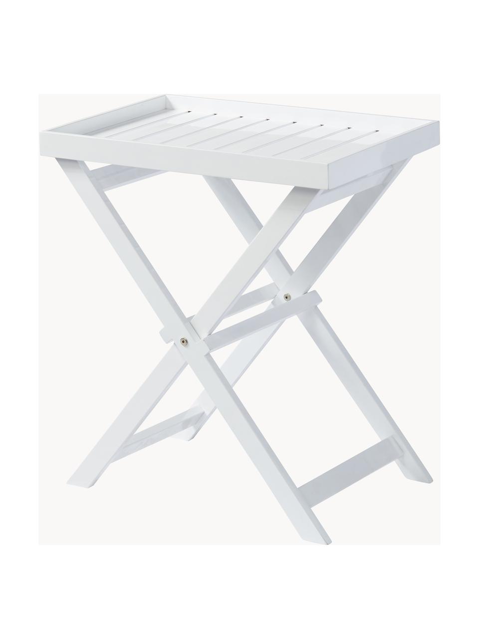 Table de jardin pliante en acajou Tray, Bois d'acajou laqué, Bois d'acajou blanc laqué, larg. 65 x prof. 40 cm