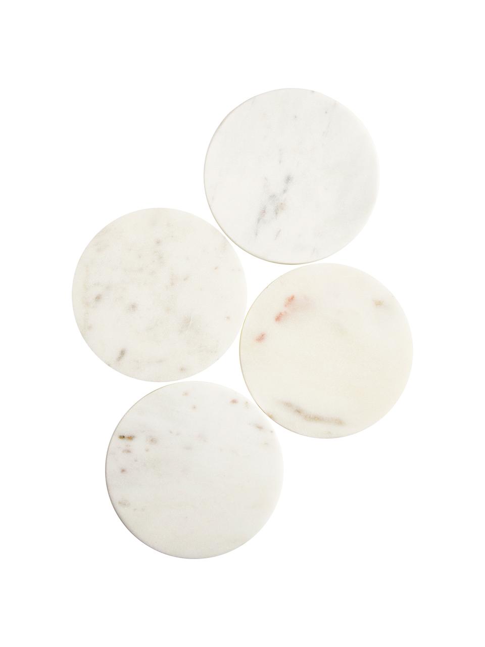 Set van 4 Marmeren onderzetters Callum in wit, Marmer, Wit, Ø 10 x H 1 cm