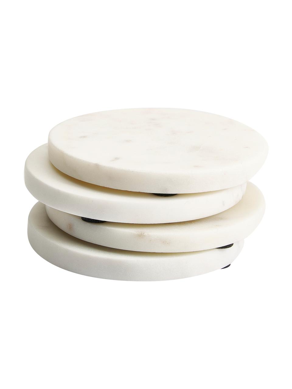 Marmor-Untersetzer Callum in Weiß, 4 Stück, Marmor, Weiß, Ø 10 x H 1 cm