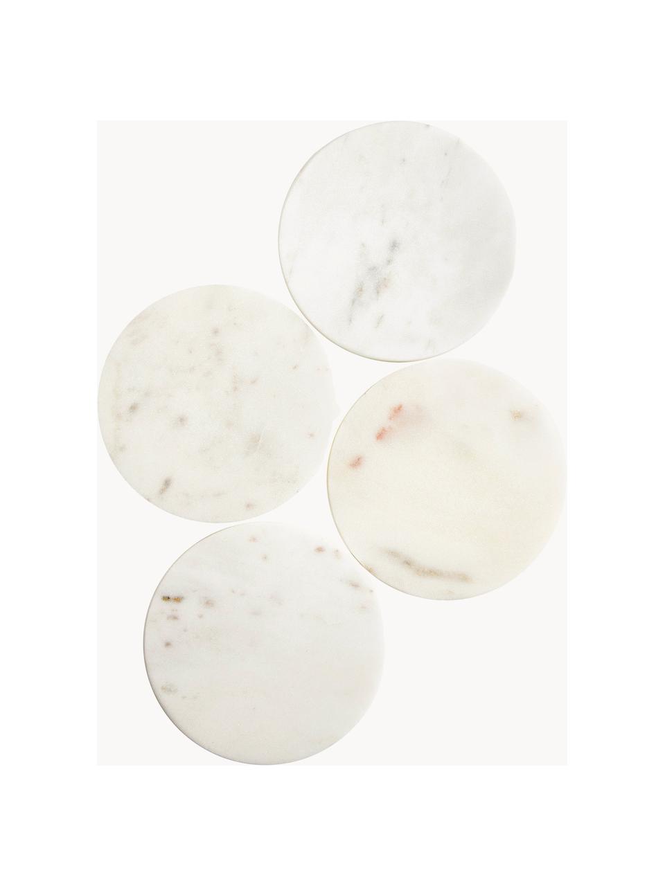 Mramorové podložky Callum, 4 ks, Mramor, Lomená biela, mramorovaná, Ø 10 x V 1 cm