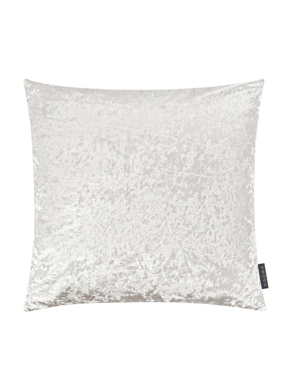 Poszewka na poduszkę z aksamitu Shanta, 100% aksamit poliestrowy, Kość słoniowa, S 40 x D 40 cm