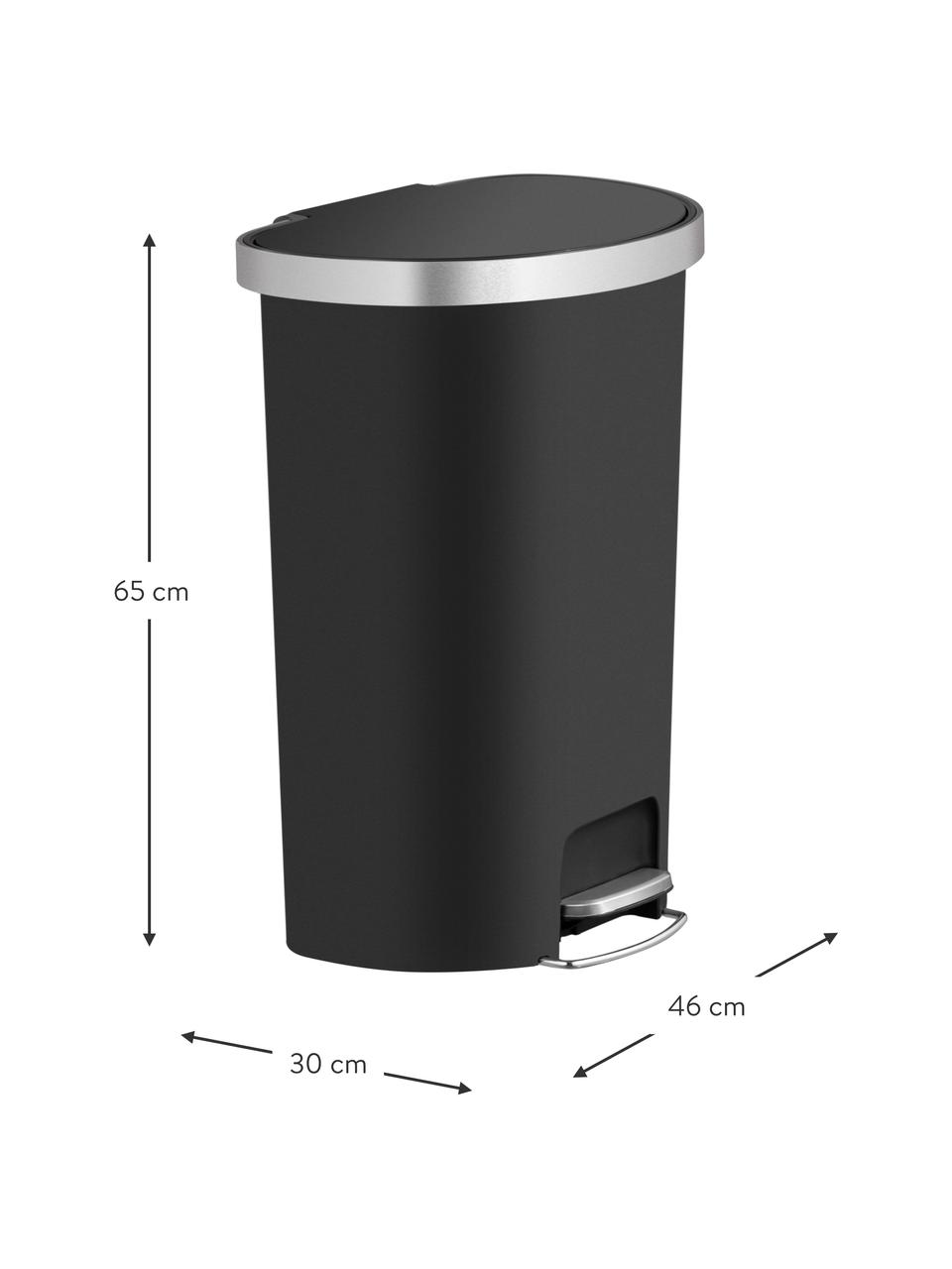 Papelera con ruedas Hana, Plástico, Negro mate, An 46 x Al 65 cm