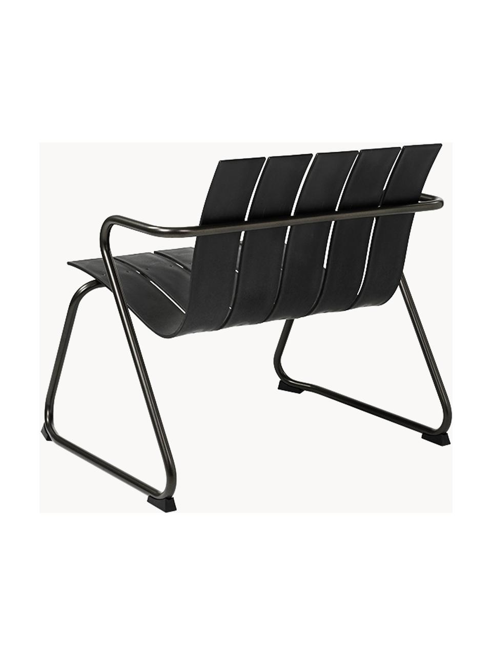 Sillón artesanal para exterior Ocean, Estructura: acero reciclado recubiert, Negro, An 72 x F 63 cm