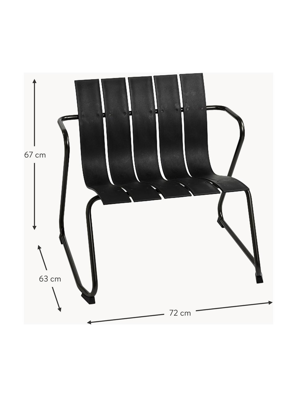 Handgefertigter Garten-Loungesessel Ocean, Gestell: Recycelter Stahl, beschic, Schwarz, B 72 x T 63 cm