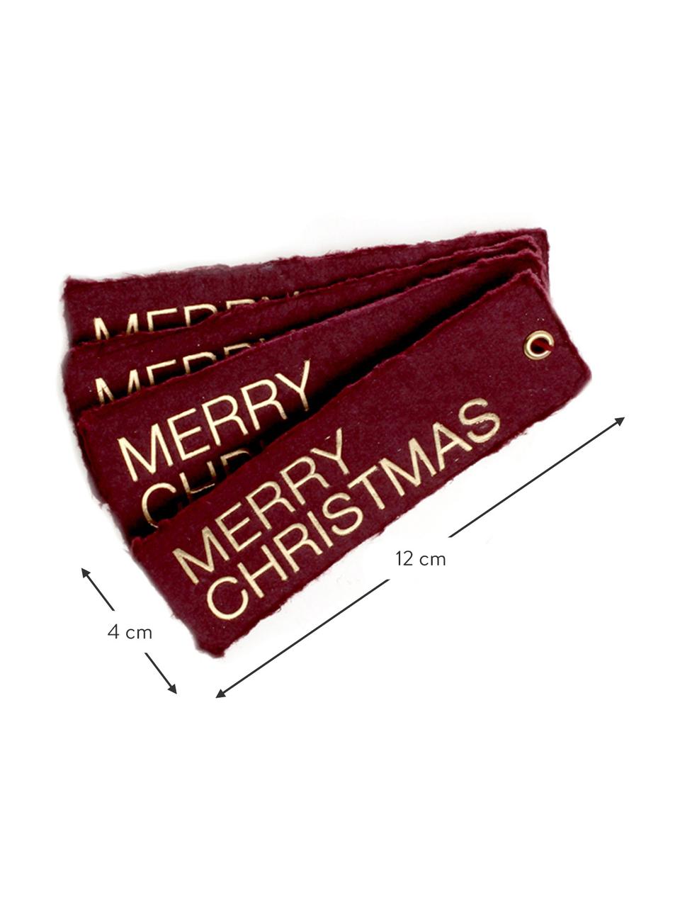 Etichetta regalo Christmas 4 pz, Dorato, rosso vino, Larg. 4 x Lung. 12 cm