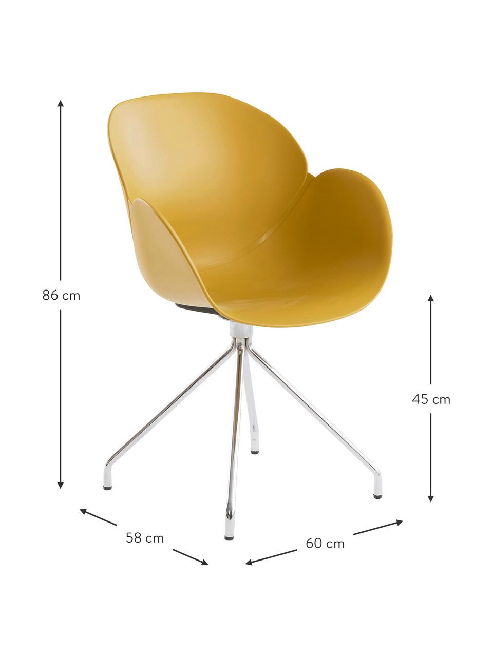 Bürostuhl Nikko in Gelb, Sitzschale: Polypropylen, Beine: Metall, Gelb, B 60 x T 58 cm