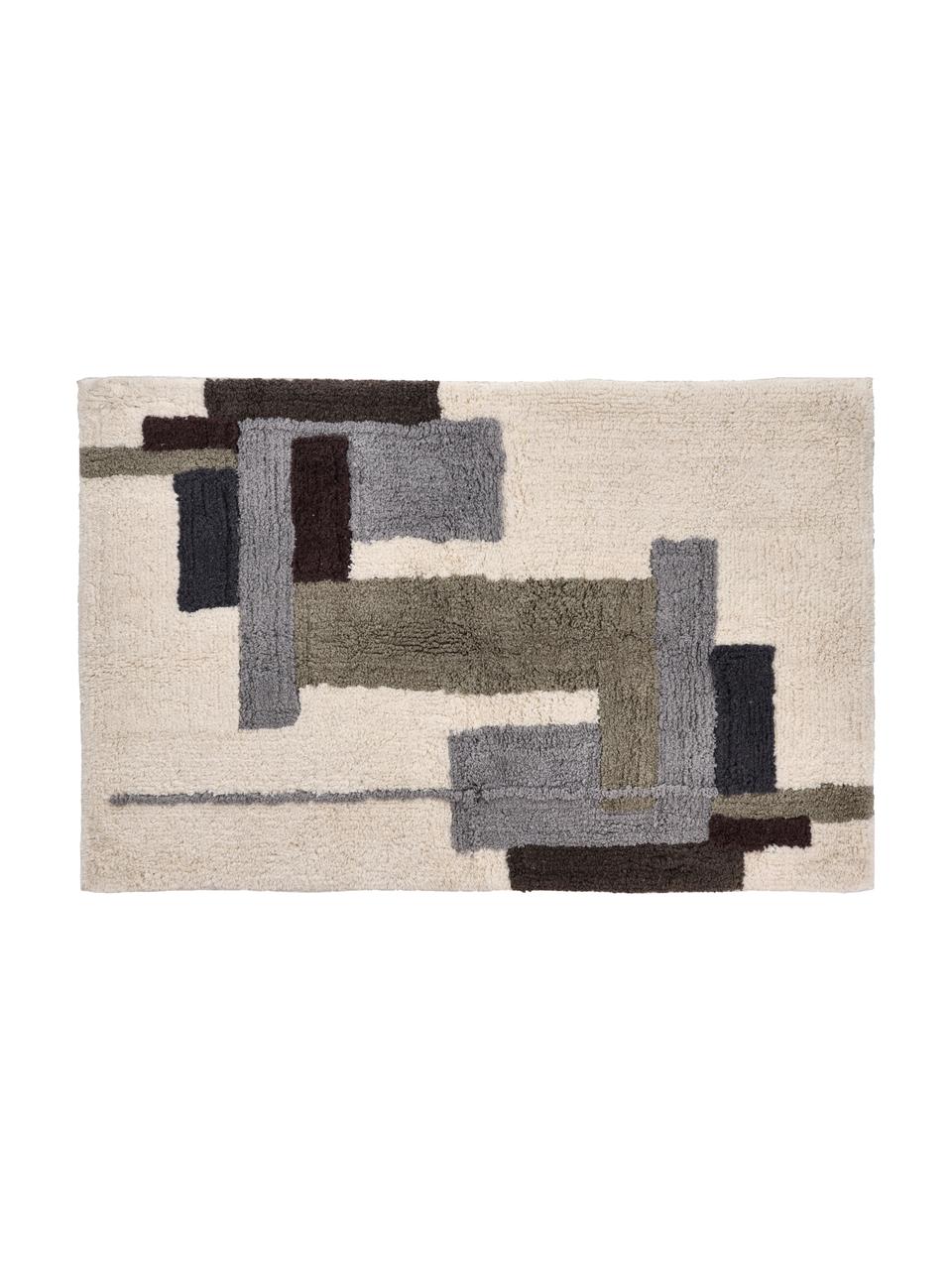 Großer Wandteppich Laerk aus Baumwolle, 100% Baumwolle, Cremeweiß, Grau, Grün, Schwarz, B 70 x H 110 cm