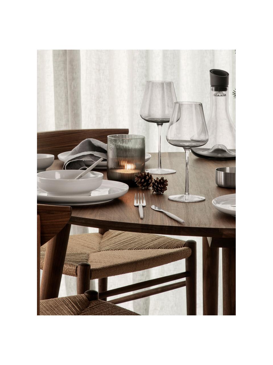 Portavelas con relieves Ven, Vidrio, Gris transparente, Ø 16 x Al 16 cm