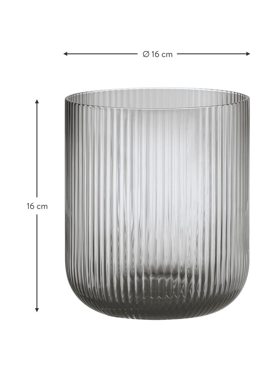 Portavelas con relieves Ven, Vidrio, Gris transparente, Ø 16 x Al 16 cm