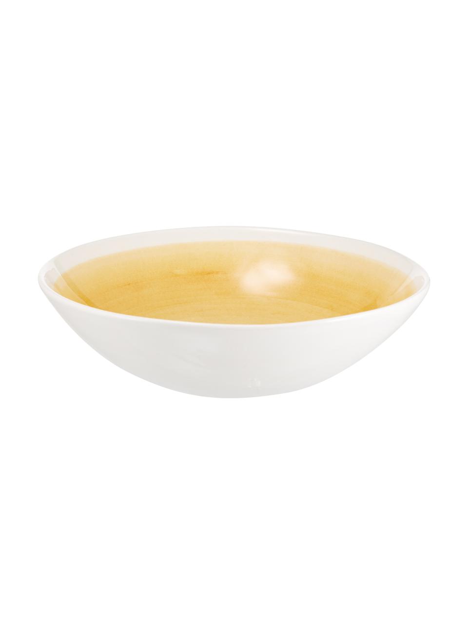 Handgemachte Salatschüssel Pure matt/glänzend mit Farbverlauf, Ø 26 cm, Keramik, Gelb, Weiß, Ø 26 x H 7 cm