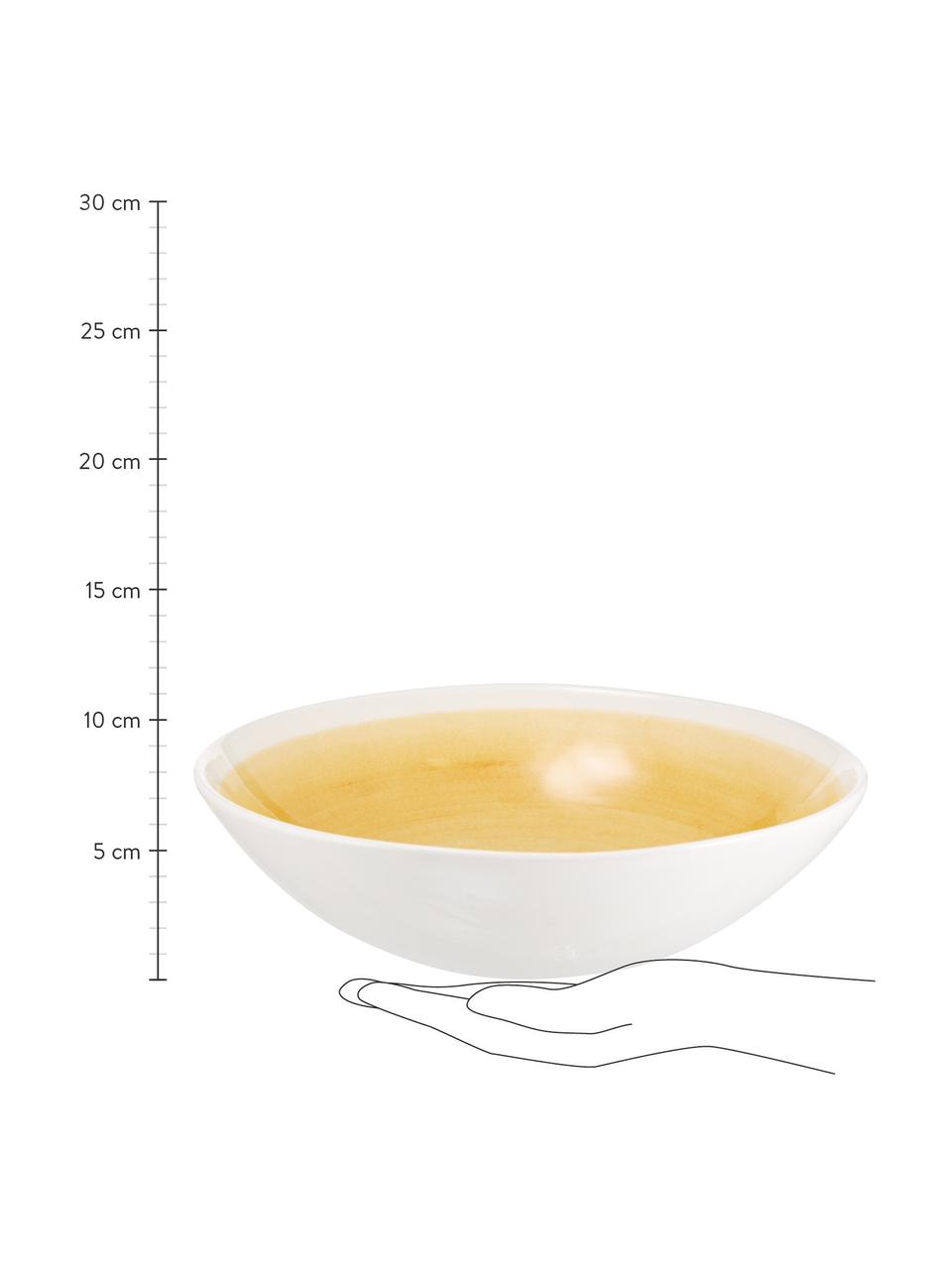 Handgemachte Salatschüssel Pure matt/glänzend mit Farbverlauf, Ø 26 cm, Keramik, Gelb, Weiss, Ø 26 x H 7 cm