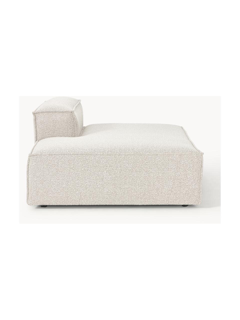 Modulo chaise loungue in bouclé Lennon, Rivestimento: bouclé (100% poliestere) , Struttura: legno di pino massiccio, , Piedini: plastica Questo prodotto , Bouclè bianco latte, Larg. 150 x Prof. 123 cm, schienale a destra