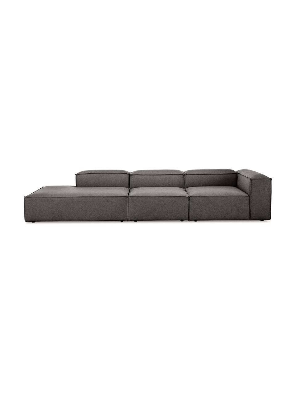 Diván modular grande Lennon, Tapizado: 100% poliéster Alta resis, Estructura: madera de pino maciza, ma, Patas: plástico, Tejido gris antracita, An 357 x F 119 cm, respaldo derecho