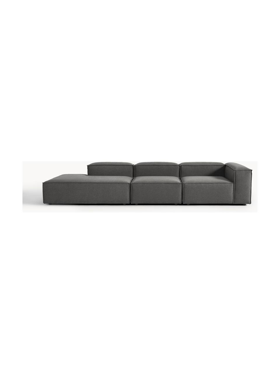 Diván modular grande Lennon, Tapizado: 100% poliéster Alta resis, Estructura: madera contrachapada de p, Patas: plástico Este producto es, Tejido gris antracita, An 357 x F 119 cm, reposabrazos izquierdo