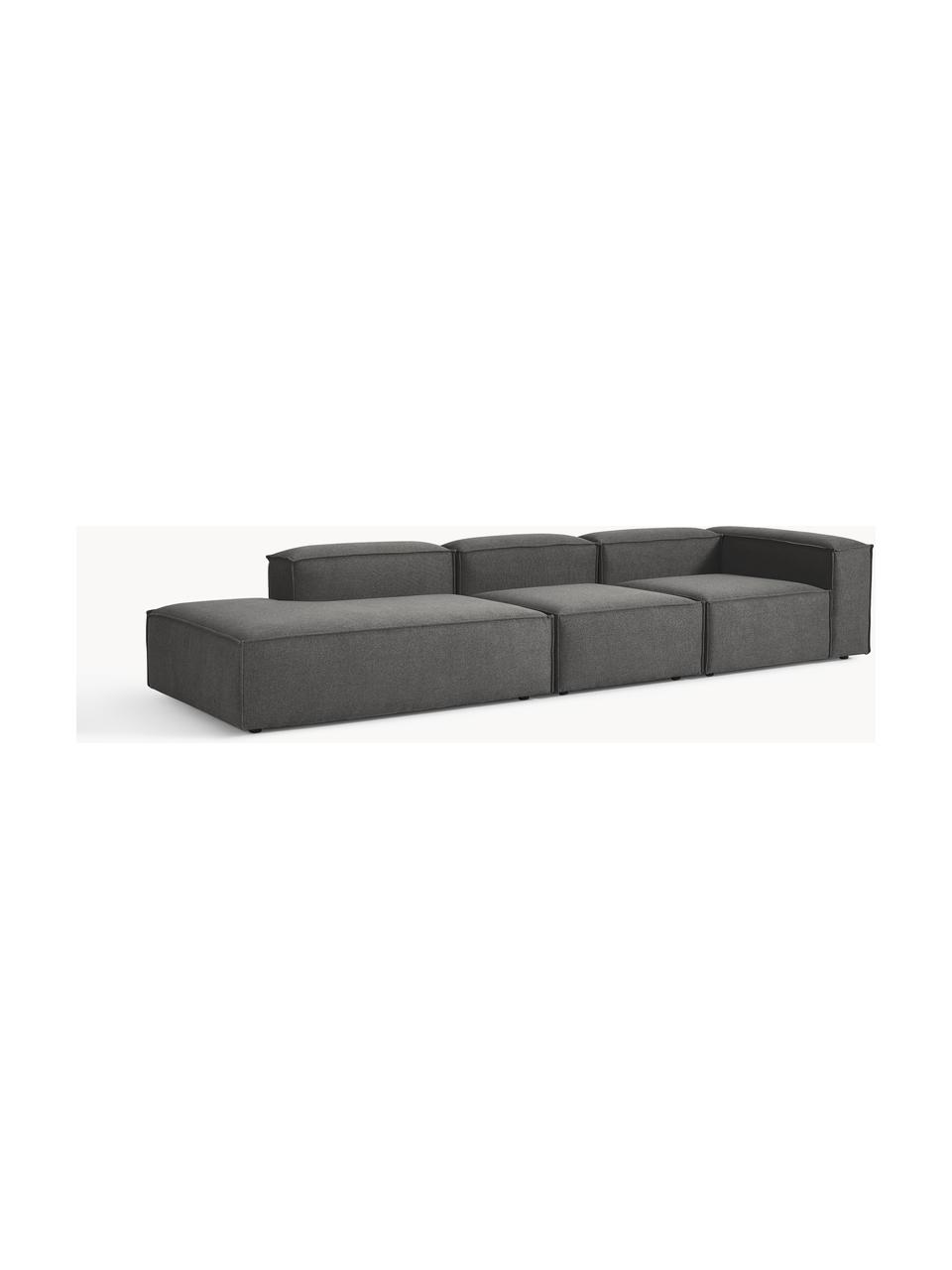 Diván modular grande Lennon, Tapizado: 100% poliéster Alta resis, Estructura: madera contrachapada de p, Patas: plástico Este producto es, Tejido gris antracita, An 357 x F 119 cm, reposabrazos izquierdo