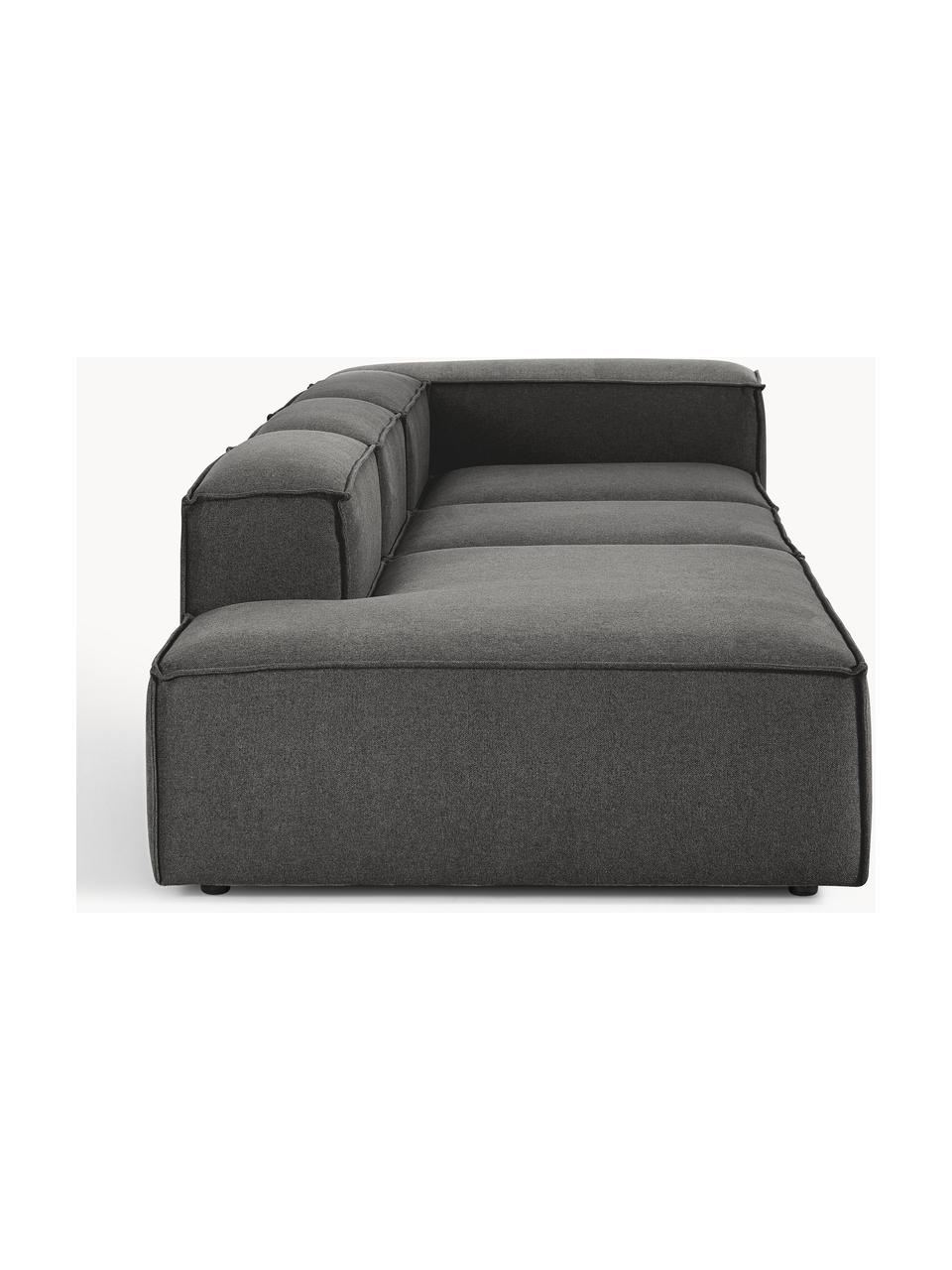 Diván modular grande Lennon, Tapizado: 100% poliéster Alta resis, Estructura: madera contrachapada de p, Patas: plástico Este producto es, Tejido gris antracita, An 357 x F 119 cm, reposabrazos izquierdo