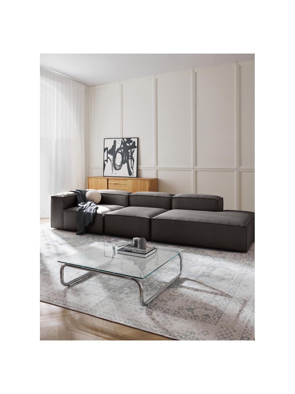 Diván modular grande Lennon, Tapizado: 100% poliéster Alta resis, Estructura: madera contrachapada de p, Patas: plástico Este producto es, Tejido gris antracita, An 357 x F 119 cm, reposabrazos izquierdo