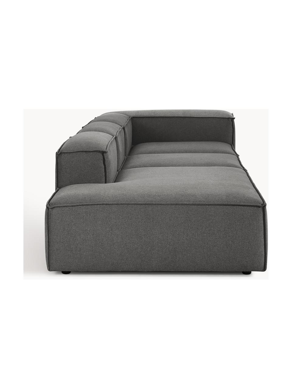 Modulaire XL chaise longue Lennon, Bekleding: 100% polyester De slijtva, Frame: massief grenenhout, multi, Poten: kunststof Dit product is , Geweven stof antraciet, B 357 x D 119 cm, armleuning links