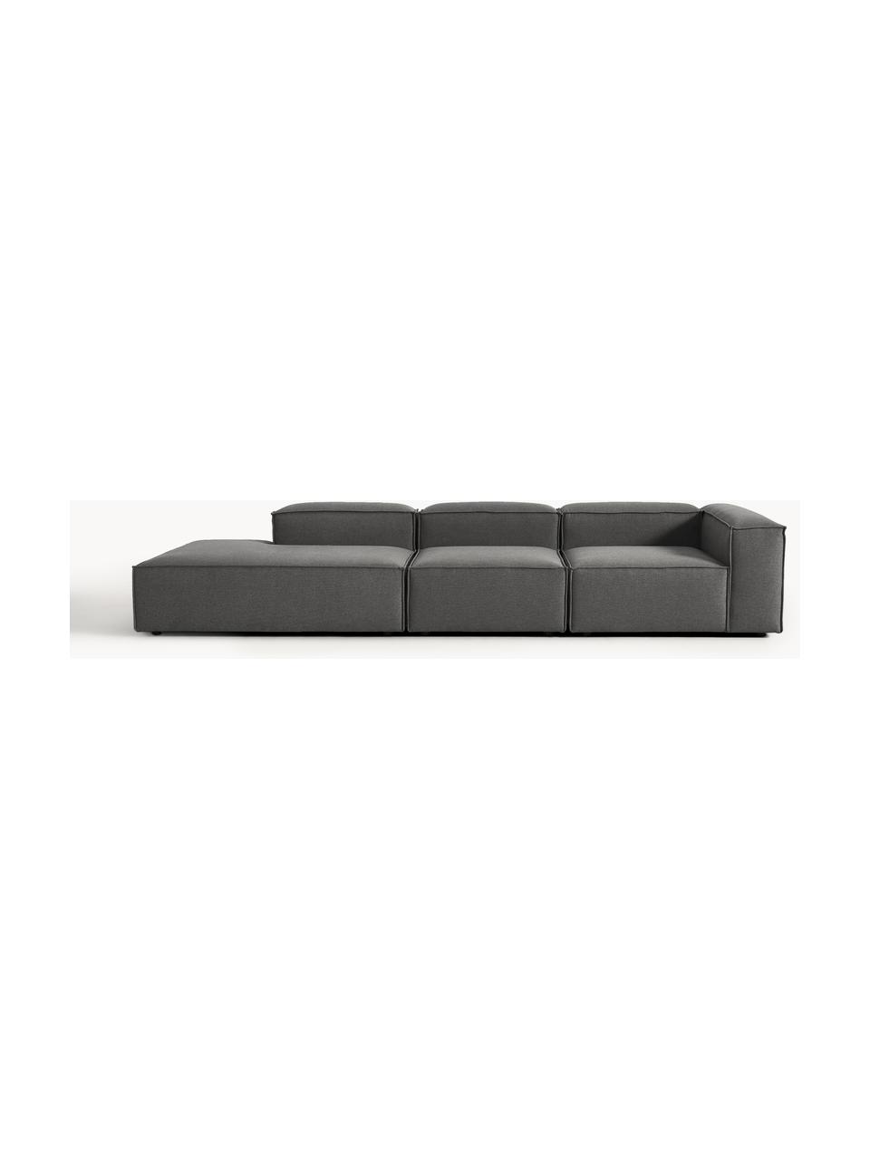 Modulaire XL chaise longue Lennon, Bekleding: 100% polyester De slijtva, Frame: massief grenenhout, multi, Poten: kunststof Dit product is , Geweven stof antraciet, B 357 x D 119 cm, armleuning links