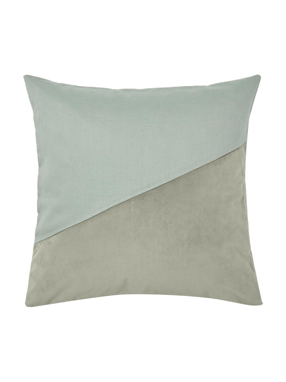 Kissenhülle Adelaide aus Samt/Leinen, Salbeigrün, B 45 x L 45 cm