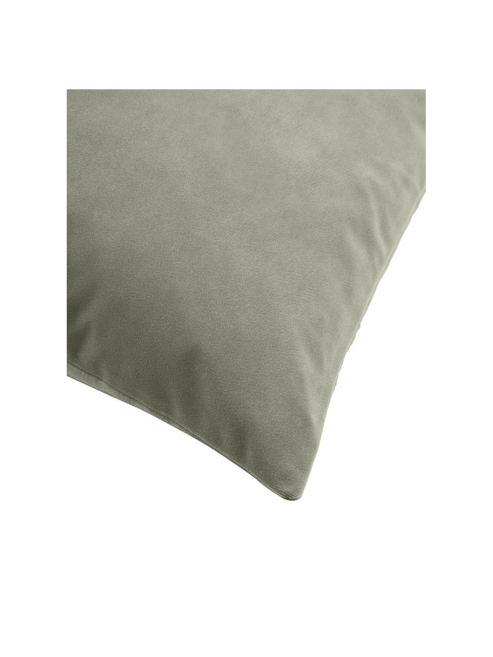 Kissenhülle Adelaide aus Samt/Leinen, Salbeigrün, B 45 x L 45 cm