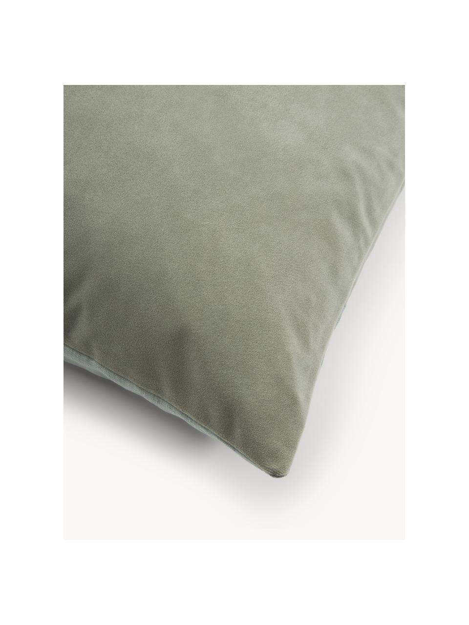 Housse de coussin velours/lin Adelaide, Vert sauge, larg. 45 x long. 45 cm