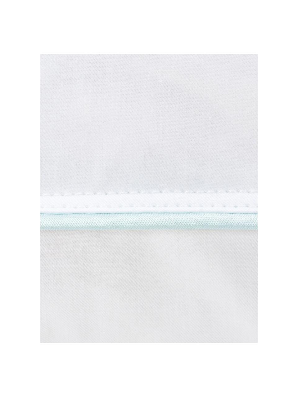 Almohada de plumas Comfort, dura, Blanco con ribete turquesa satinado, An 45 x L 85 cm