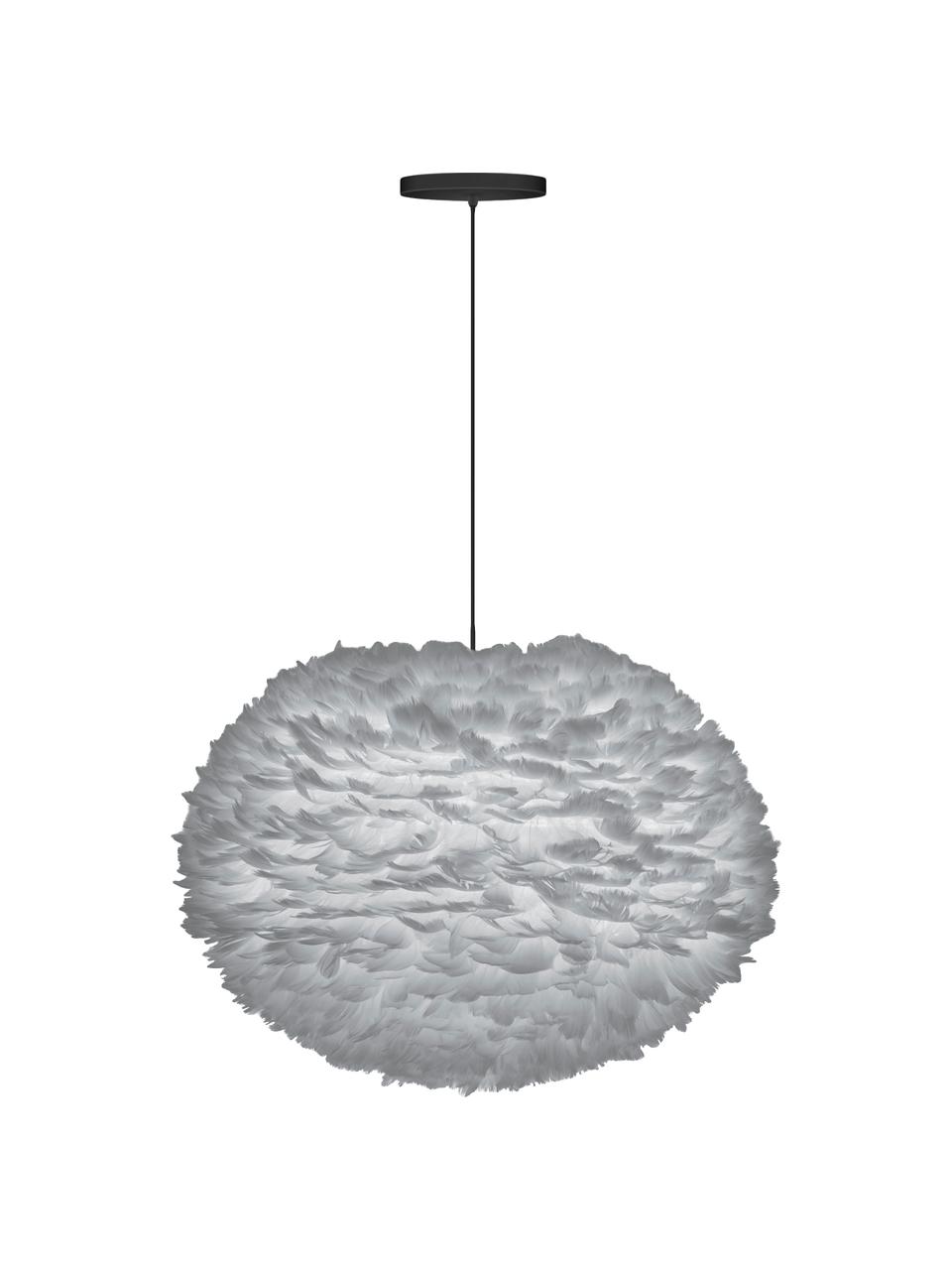 Hanglamp Eos van veren, Lampenkap: ganzenveren, RDS gecertif, Baldakijn: kunststof, Lichtgrijs, Ø 45  x H 30 cm