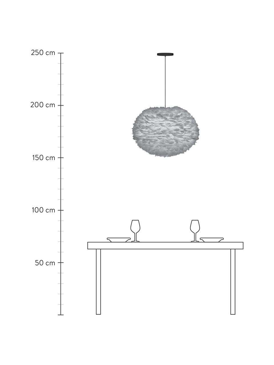 Hanglamp Eos van veren, Lampenkap: ganzenveren, RDS gecertif, Baldakijn: kunststof, Lichtgrijs, Ø 45  x H 30 cm