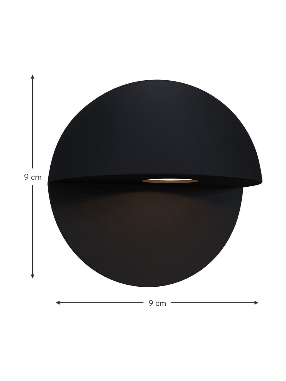 Aplique LED para exterior Mezzo, Pantalla: aluminio recubierto, Anclaje: aluminio recubierto, Negro, F 6 x Al 9 cm