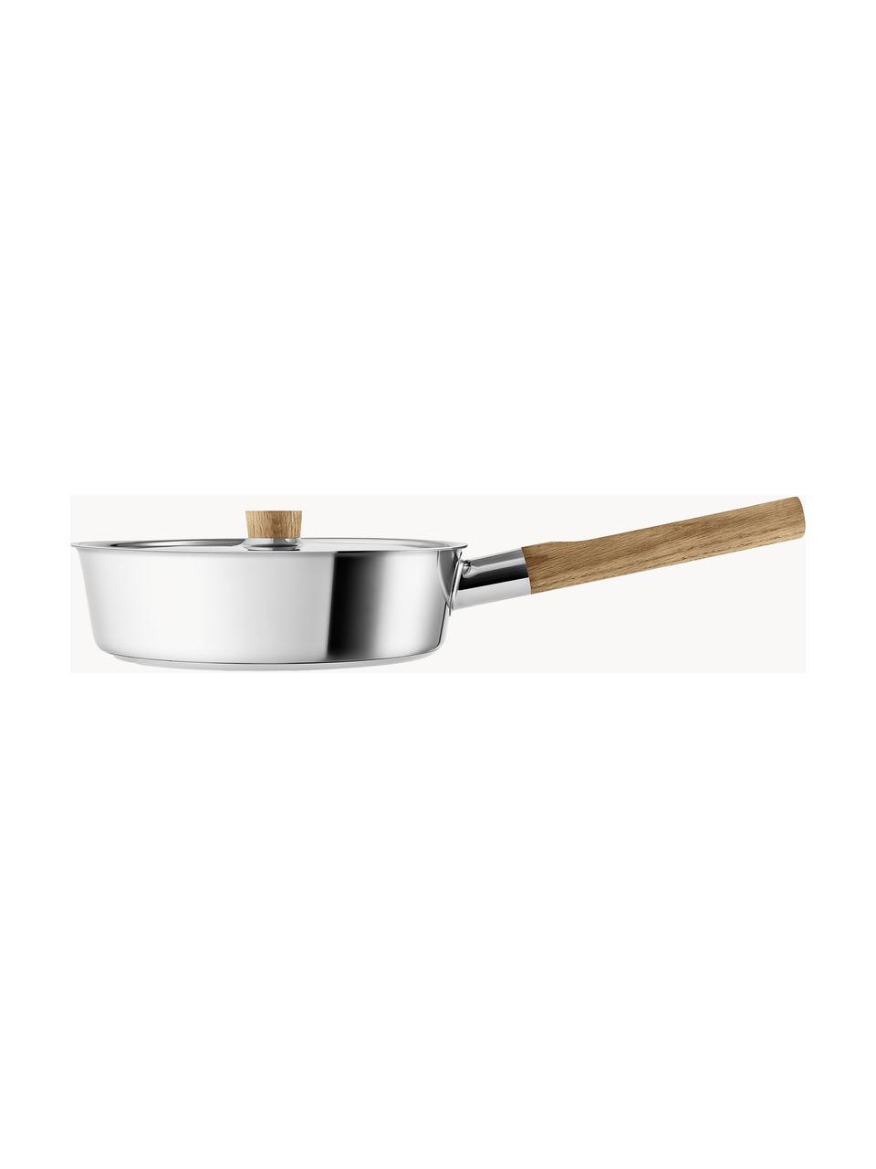 Sauteuse Nordic Kitchen, Griff: Eichenholz, Silberfarben, Eichenholz, Ø 26 x H 10 cm