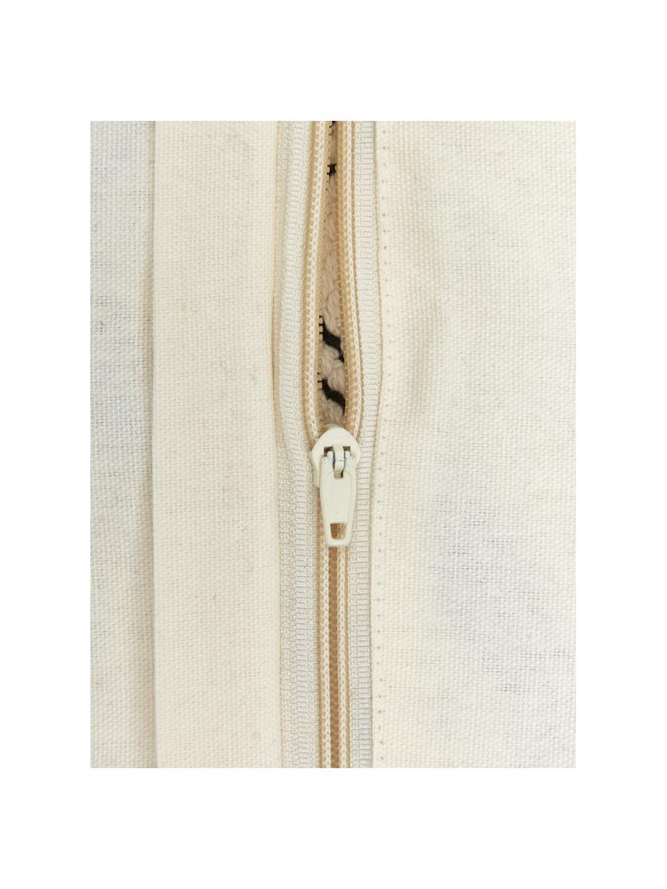 Kissenhülle Akesha mit getuftetem Zickzack-Muster, 100% Baumwolle, Off White, Schwarz, B 45 x L 45 cm
