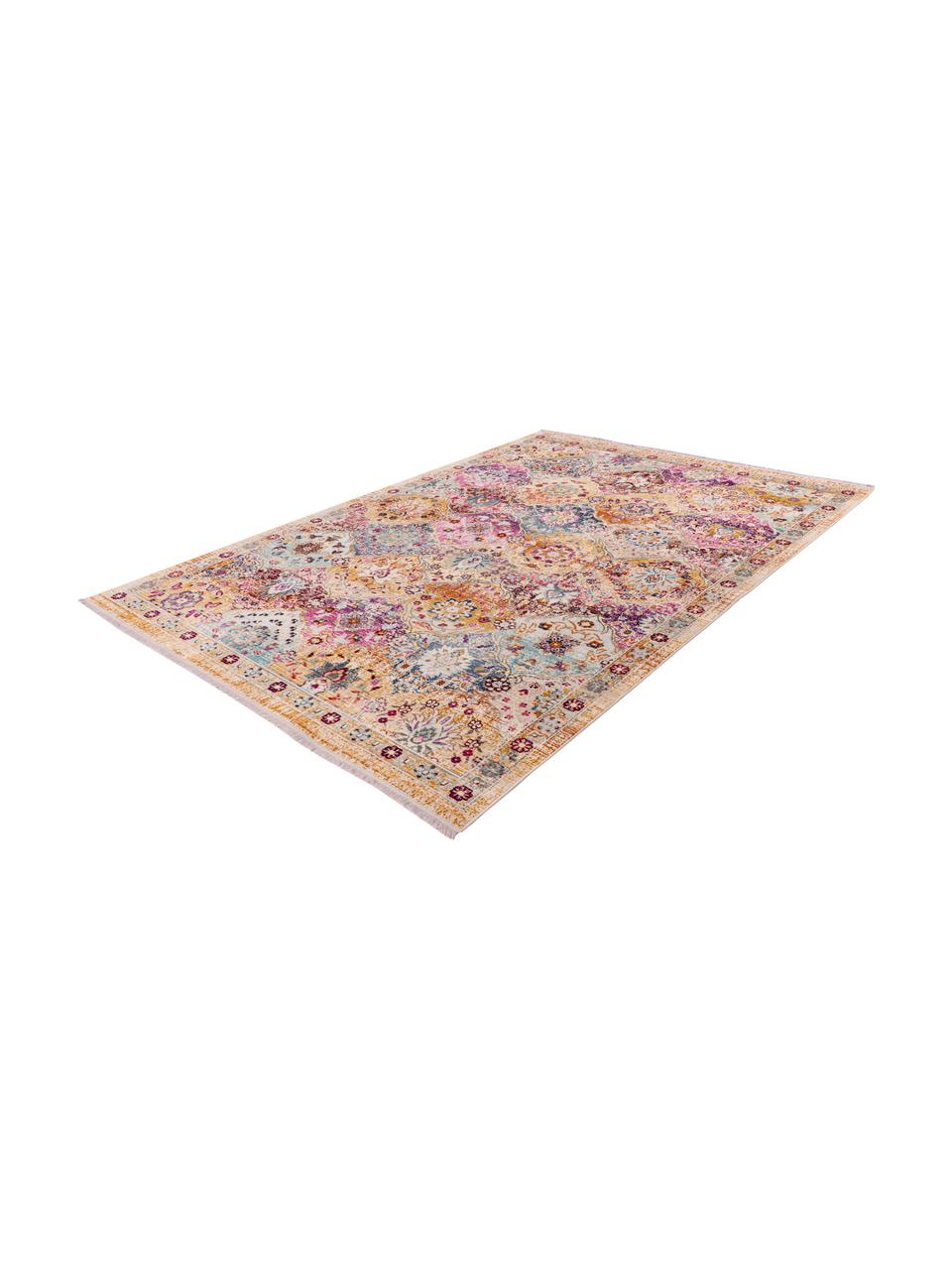 Niederflor-Teppich Sunita mit bunten Ornamenten, Flor: 100% Polypropylen, Mehrfarbig, B 80 x L 150 cm (Größe XS)