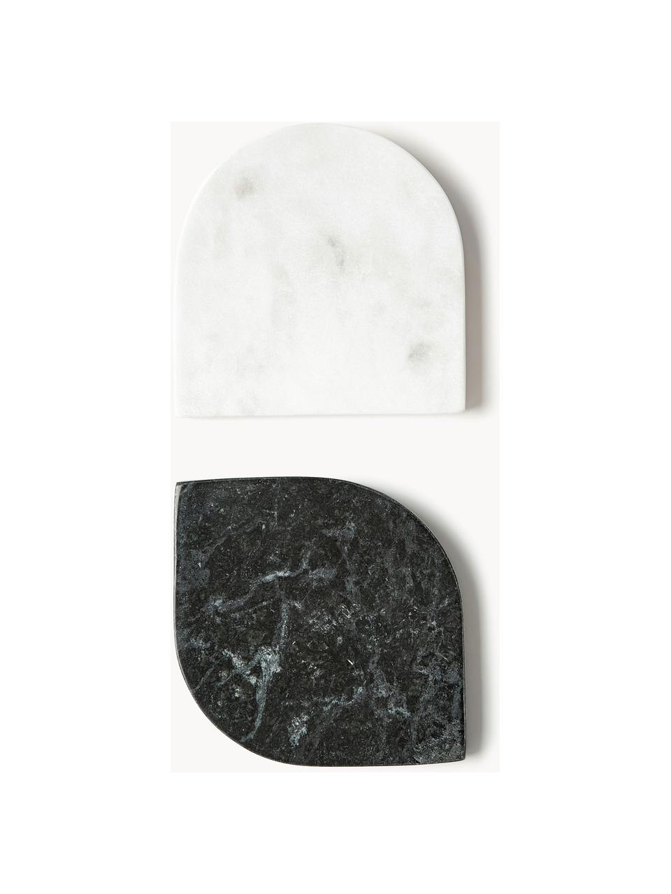 Set sottobicchieri in marmo Jessi 4 pz, Marmo, Bianco, verde scuro, marmorizzato, Larg. 10 x Prof. 10 cm
