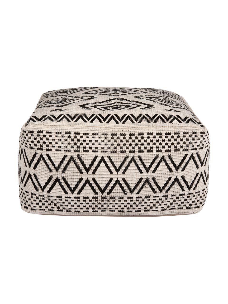 In- und Outdoor Pouf Sahara, Bezug: Polypropylen Polsterung, Creme, Schwarz, B 63 x H 32 cm