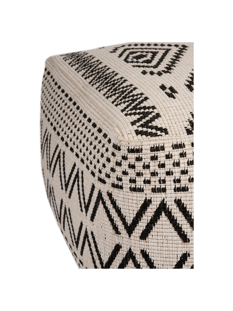 Pouf intérieur-extérieur Sahara, Crème, noir, larg. 63 x haut. 32 cm