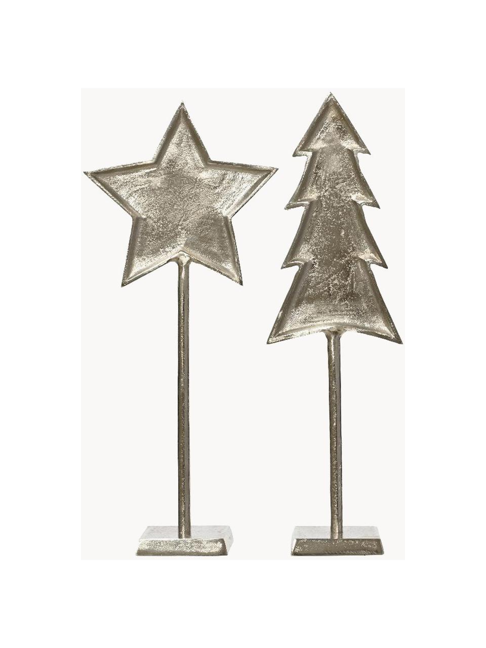 Deko-Objekte Spirit mit Antik-Finish, 2er-Set, Aluminium, beschichtet, Goldfarben, B 24 x H 55 cm