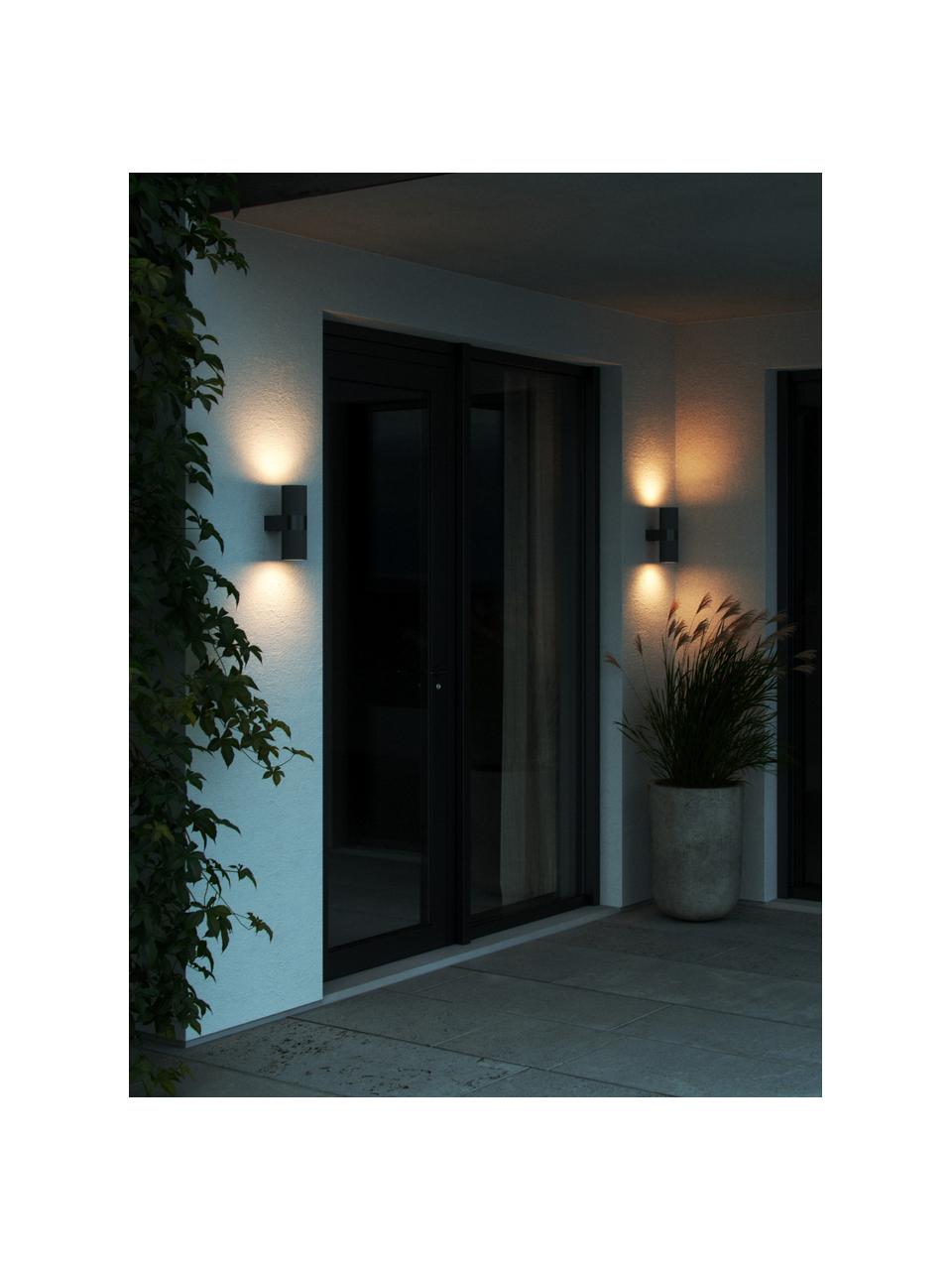 Outdoor wandlamp Kyklop, Diffuser: glas, Zwart, goudkleurig, Ø 9 x H 25 cm