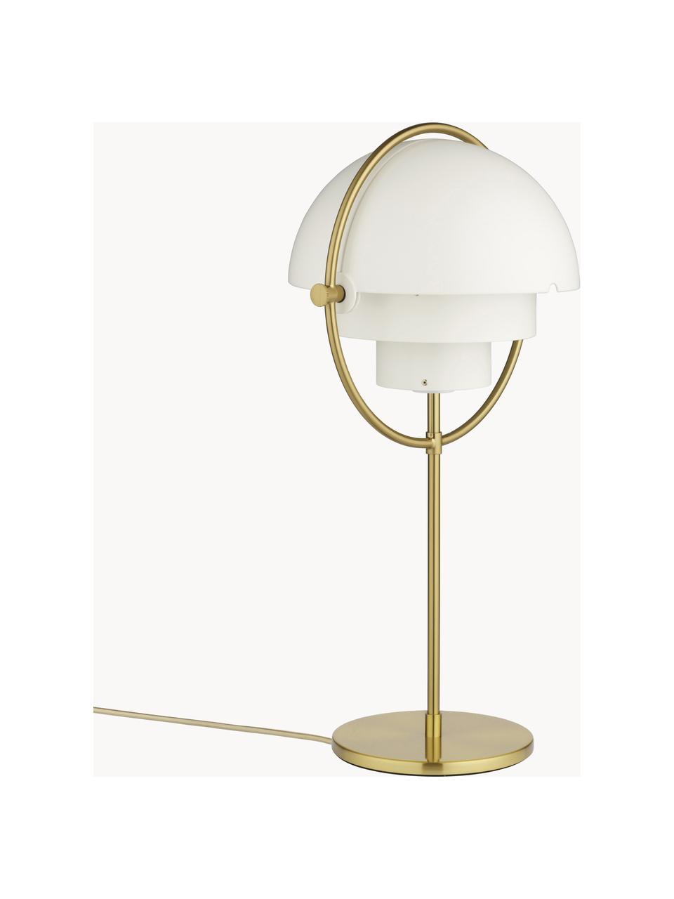 Grote verstelbare tafellamp Multi-Lite, Gecoat aluminium, Wit mat, goudkleurig mat, Ø 24 x H 50 cm