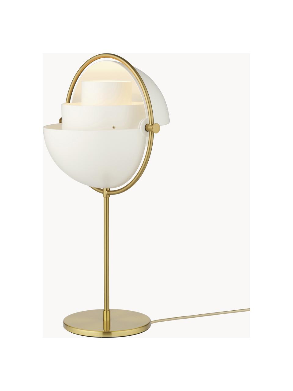 Grote verstelbare tafellamp Multi-Lite, Gecoat aluminium, Wit mat, goudkleurig mat, Ø 24 x H 50 cm